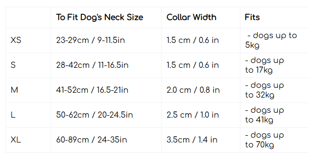 Collier pour chiens réfléchissant - Urban Trek - Long Paws - Noir, Jaune fluo, Rouge - Tailles XS, S, M, L - Guide des tailles