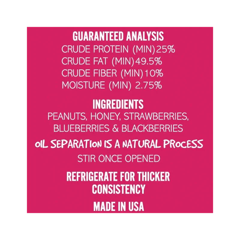 Beurre de cacahuètes pour chiens - Dogtastic - 480 grammes - Ingrédients Fruits rouges Miel