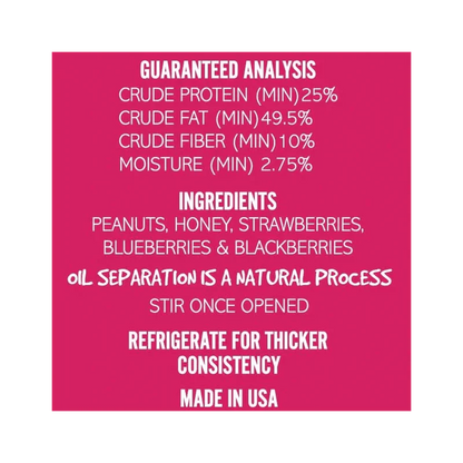 Beurre de cacahuètes pour chiens - Dogtastic - 480 grammes - Ingrédients Fruits rouges Miel