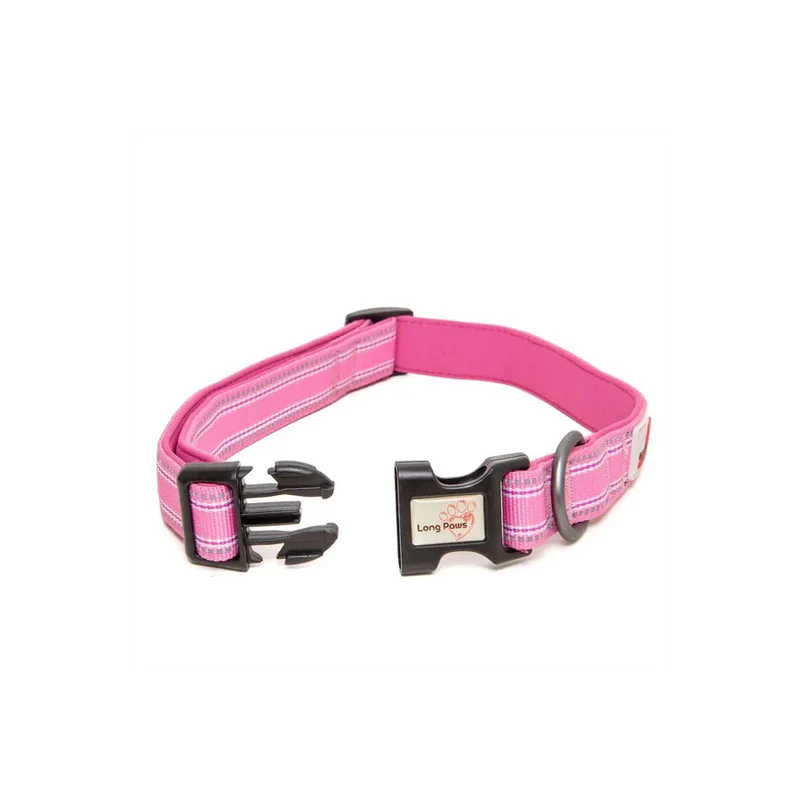 Collier pour chiens réfléchissant - Comfort Long Paws - 5 tailles - Rose, bleu foncé, turquoise, violet, noir, ou vert 
