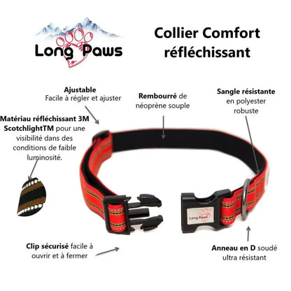 Collier pour chiens réfléchissant - Comfort Long Paws - Détails