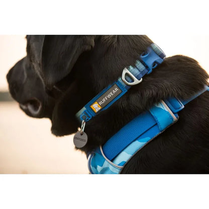 Collier pour chiens - Front Range Ruffwear - 2 coloris - Anneau de laisse et silencieux de médaille - Bleu harnais et laisse assortis 