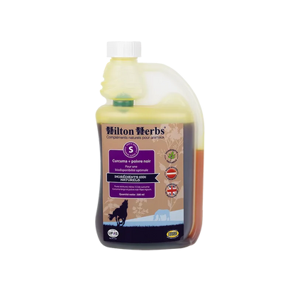 Complément alimentaire liquide Curcuma et poivre noir - chiens et chevaux - Hilton Herbs