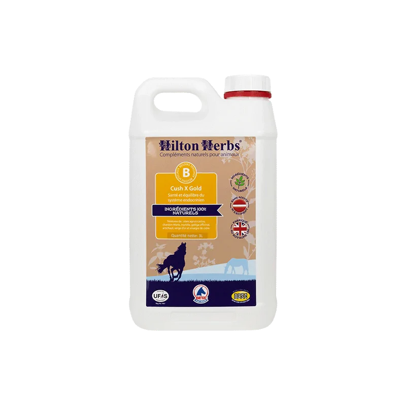 Complément alimentaire liquide naturel - Cush X Gold - Chevaux - Hilton Herbs - 3 litres 