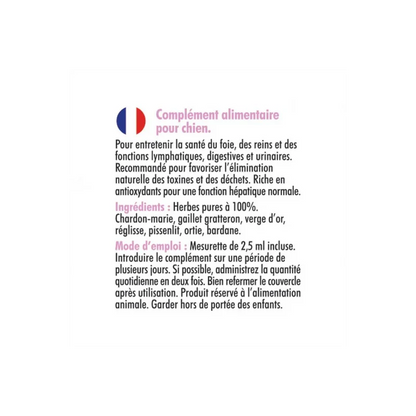 Complément alimentaire naturel pour chiens - Plantes séchées - Drainage foie et reins - Hilton Herbs - Ingrédients