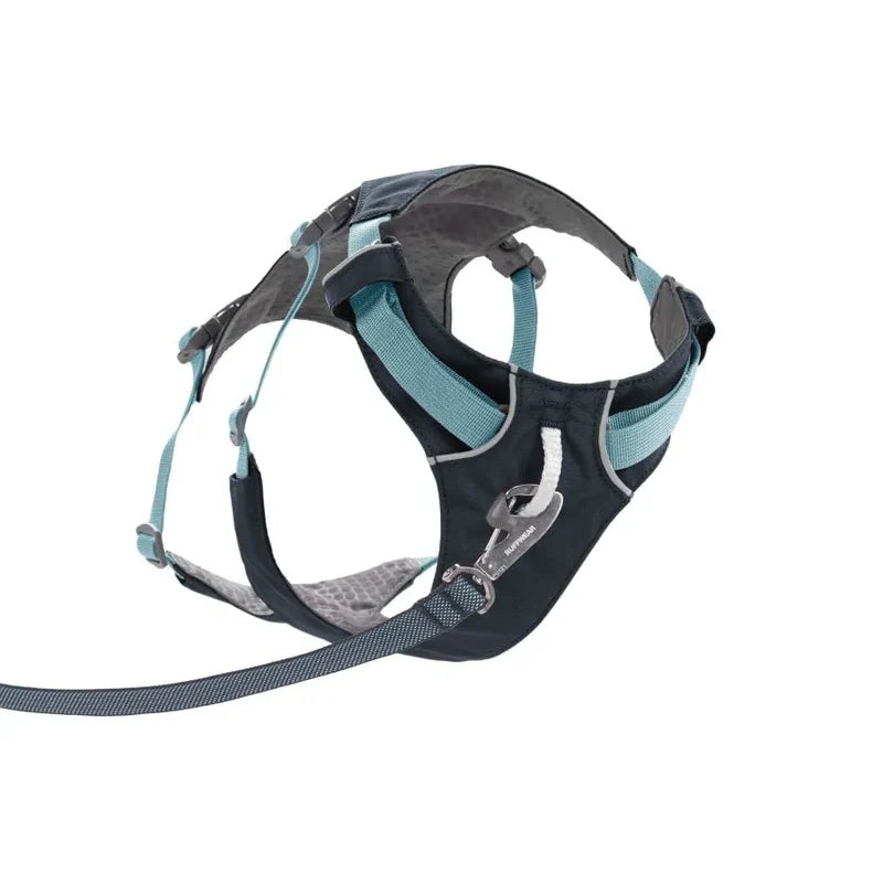 Harnais pour chiens léger et confortable, pliable - Flagline - Ruffwear - 2 coloris - 4 tailles - Gris basalt - Anneau dessus et attache avant au poitrail 