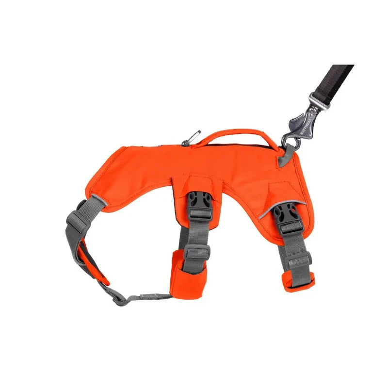 Harnais pour chiens - Randonnée - Sécurité - Webmaster - Ruffwear - Coloris orange fluo ou violet - 4 tailles - Vue de côté 