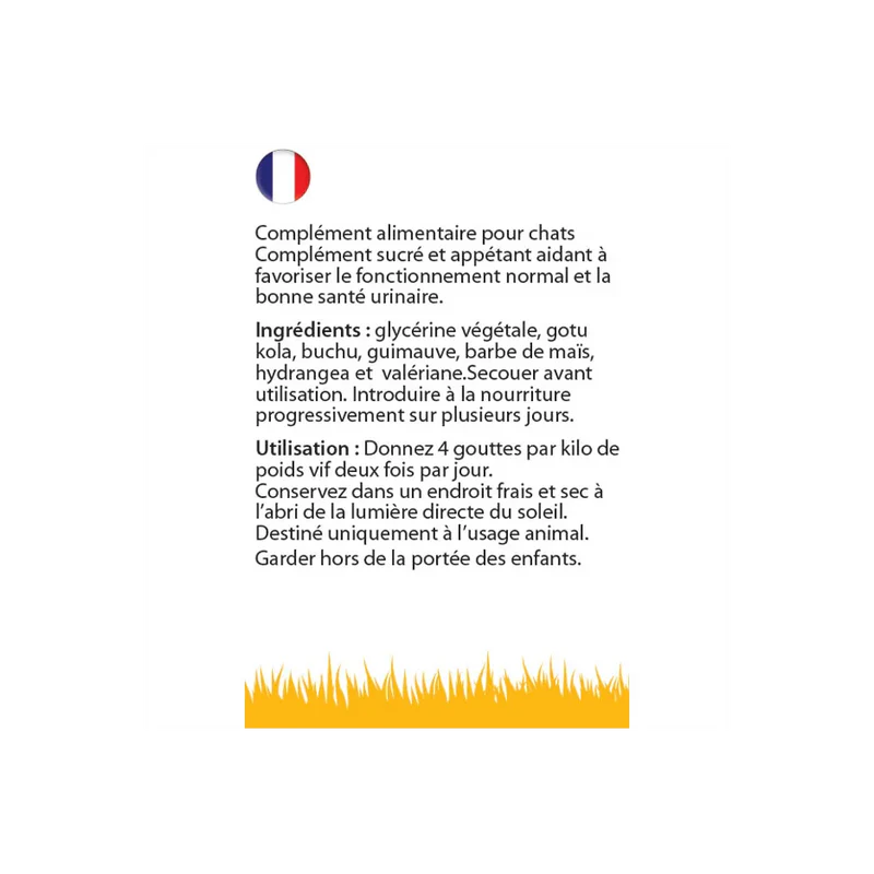 Complément alimentaire naturel liquide pour chats - Système urinaire - Hilton Herbs - Ingrédients
