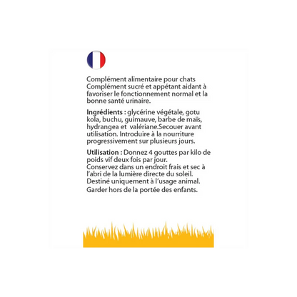 Complément alimentaire naturel liquide pour chats - Système urinaire - Hilton Herbs - Ingrédients