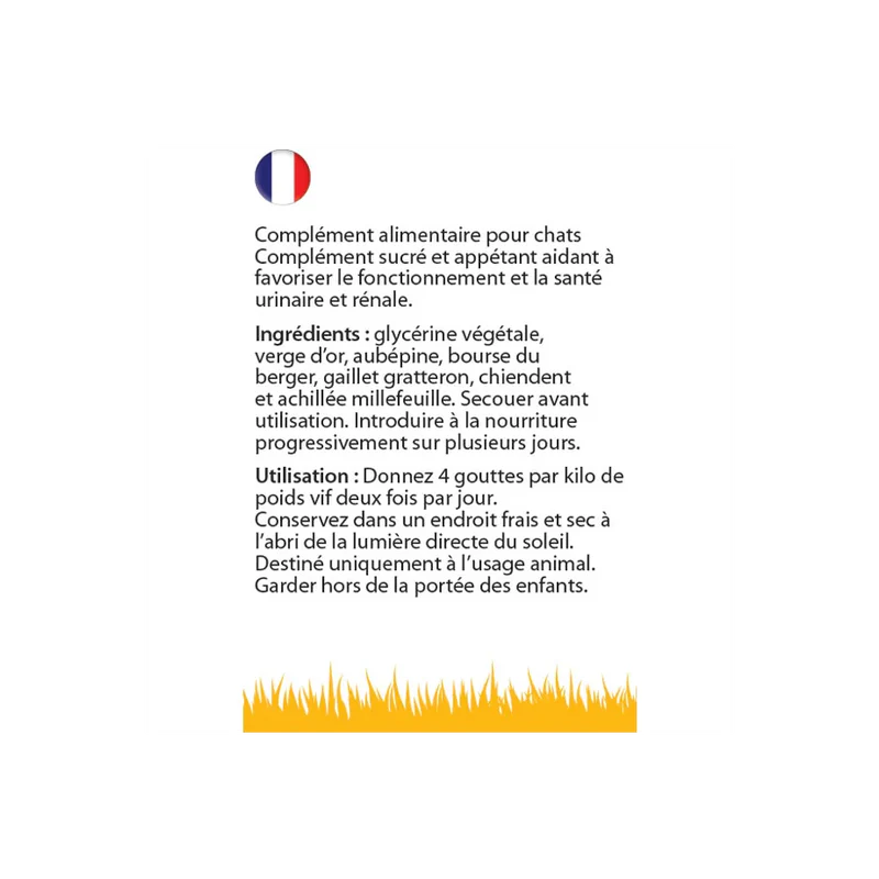 Complément alimentaire naturel liquide pour chats - Système rénal - Hilton Herbs - Ingrédients