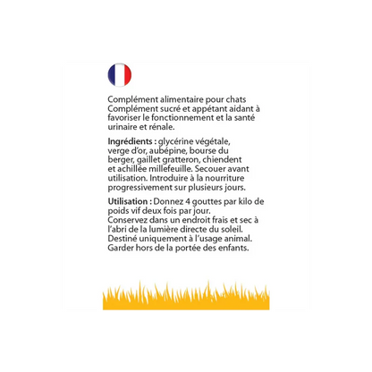 Complément alimentaire naturel liquide pour chats - Système rénal - Hilton Herbs - Ingrédients