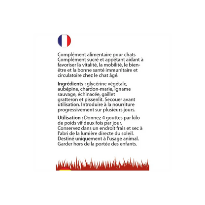 Complément alimentaire naturel liquide pour chats seniors - Hilton Herbs - Ingrédients