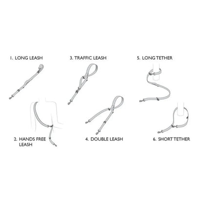 Laisse multipositions pour chiens - Vario 6 - Ezydog - 100cm à 159cm - Différents coloris - 6 façons de l'utiliser 