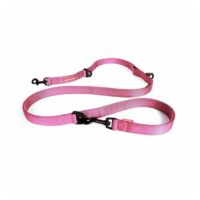 Laisse multipositions pour chiens - Vario 6 - Ezydog - 100cm à 159cm - Différents coloris - 6 façons de l'utiliser - Rose