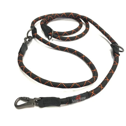 Laisse d'éducation canine et entraînement des chiens - Long Paws - Noir et orange ou rouge et orange - Réglable de 100cm à 200cm - Version Noire et orange 