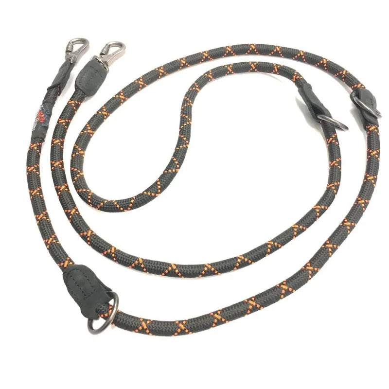 Laisse d'éducation canine et entraînement des chiens - Long Paws - Noir et orange ou rouge et orange - Réglable de 100cm à 200cm