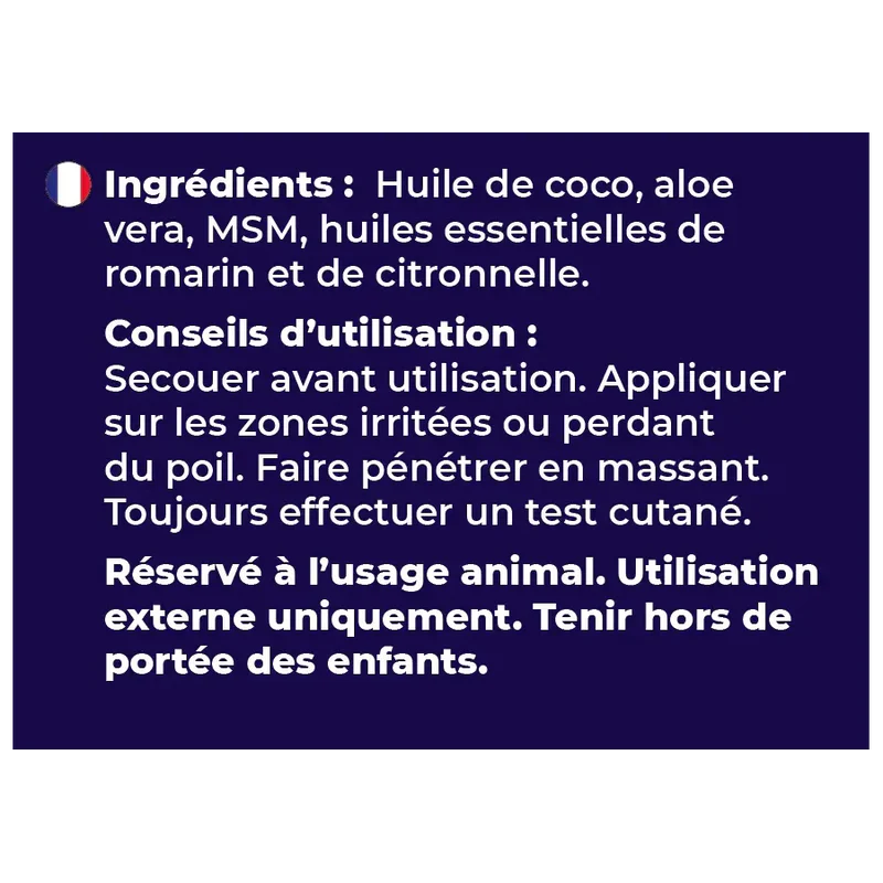Lotion apaisante et cicatrisante pour chiens et chevaux - Bye bye itch lotion Hilton Herbs - Ingrédients 