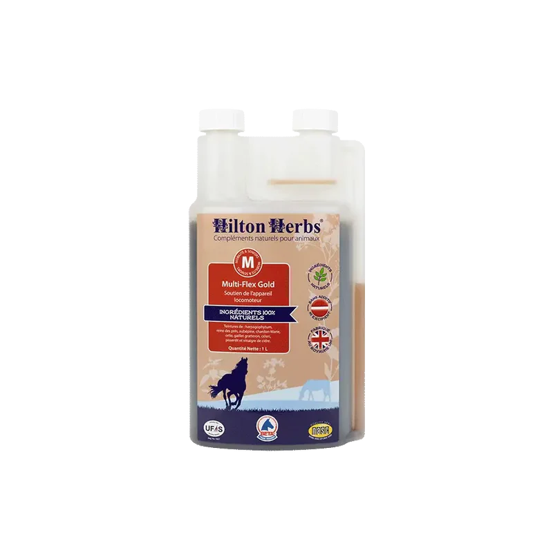 Complément alimentaire naturel liquide pour chevaux - Soutien de l'appareil locomoteur - Hilton Herbs - 1 litre 