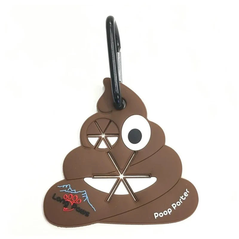 Accessoire pour transporter facilement les sacs à déjections canines de vos chiens - Poop Porter - Long Paws - Version "Poop" marron 