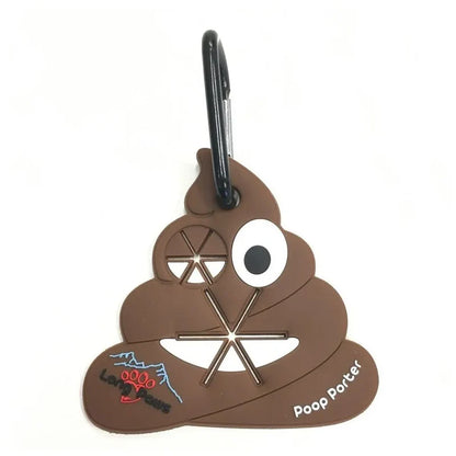 Accessoire pour transporter facilement les sacs à déjections canines de vos chiens - Poop Porter - Long Paws - Version "Poop" marron 