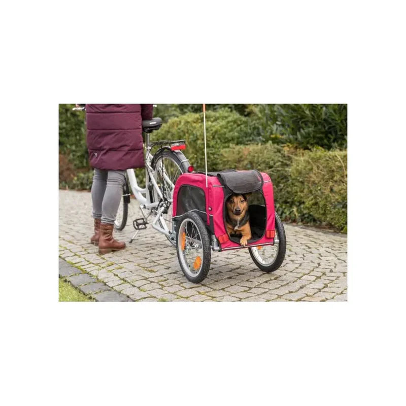 Remorque vélo pour chiens jusqu'à 30kg - Rouge et noire - Trixie - Grande ouverture 