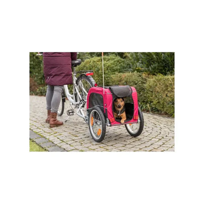 Remorque vélo pour chiens jusqu'à 30kg - Rouge et noire - Trixie - Grande ouverture 
