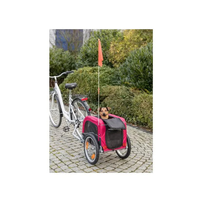 Remorque vélo pour chiens jusqu'à 30kg - Rouge et noire - Trixie - Ouverture de toit pour la tête 