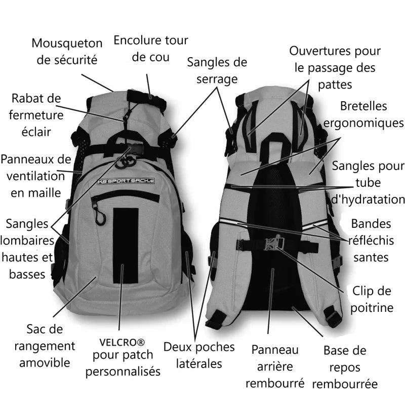 Sac à dos de randonnée pour chiens et chats - Plus2 - K9 Sport Sac -Détails