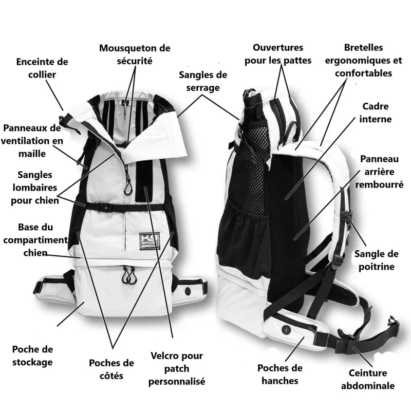 Sac à dos de randonnée pour chiens - Knavigate - k9Sport Sack - Détails