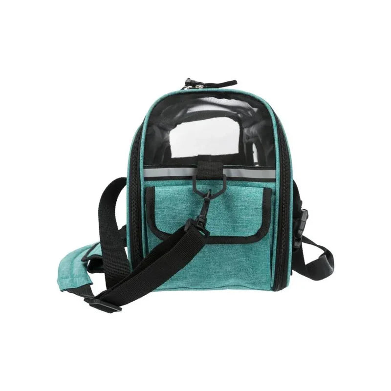 Sac de transport souple  Pour petits chiens et chats jusqu'à 7kg - Madison Trixie - Couleur bleu/vert - Poche côté 