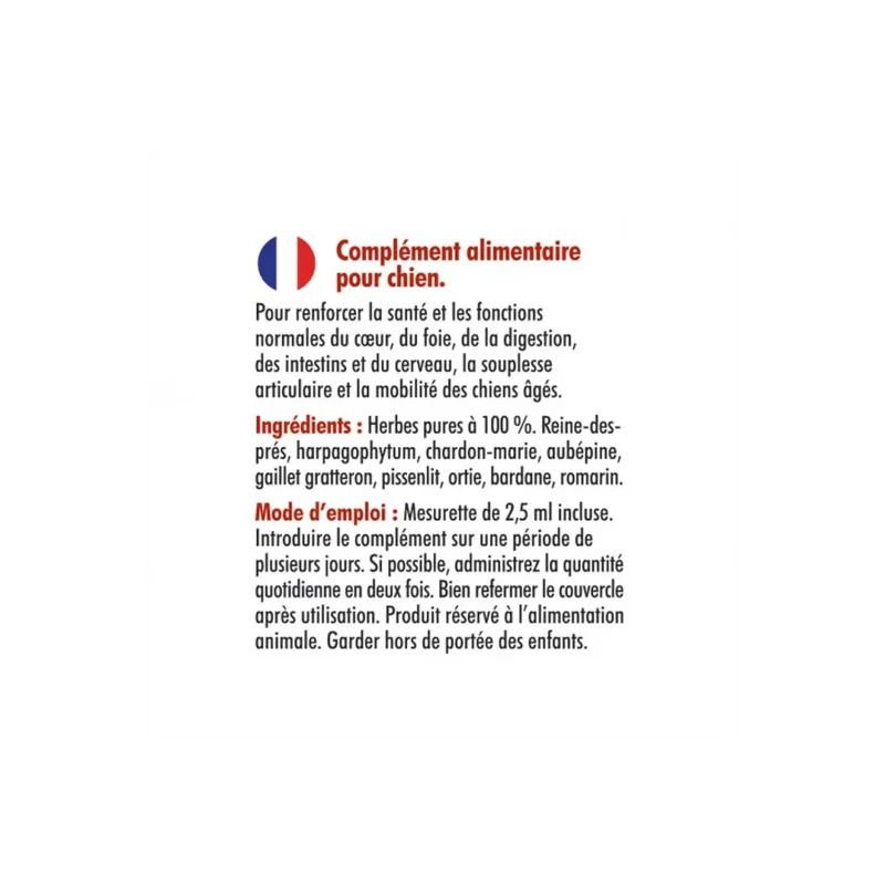 Complément alimentaire naturel pour chiens seniors - Plantes séchées - Hilton Herbs - Ingrédients 