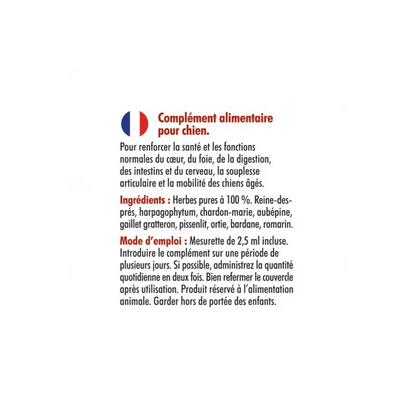 Complément alimentaire naturel pour chiens seniors - Plantes séchées - Hilton Herbs - Ingrédients 