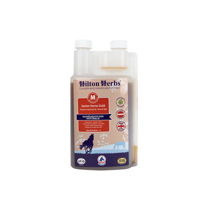 Complément alimentaire naturel liquide pour chevaux - Senior Horse Gold - Plantes - Hilton Herbs - Cheval âgé - 1 litre 
