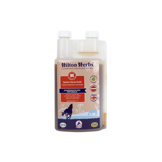 Complément alimentaire naturel liquide pour chevaux - Senior Horse Gold - Plantes - Hilton Herbs - Cheval âgé - 1 litre 