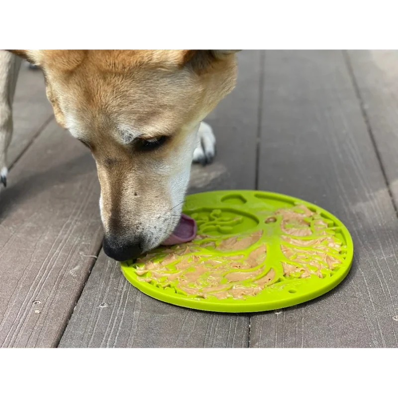 Tapis de léchage pour chiens, avec ventouses pour l'accrocher au mur - Tree Of Life Sodapup - Vert - Occupation - Anti-glouton 